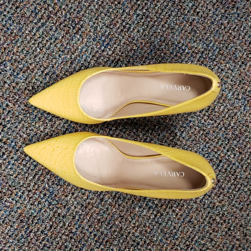 Carvela Yellow Reptile Print Stiller Heels
